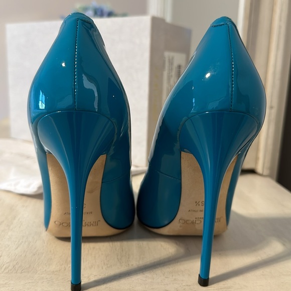 Jimmy Choo Anouk turquoise patent stilettos size 36.5 - Picture 7 of 10